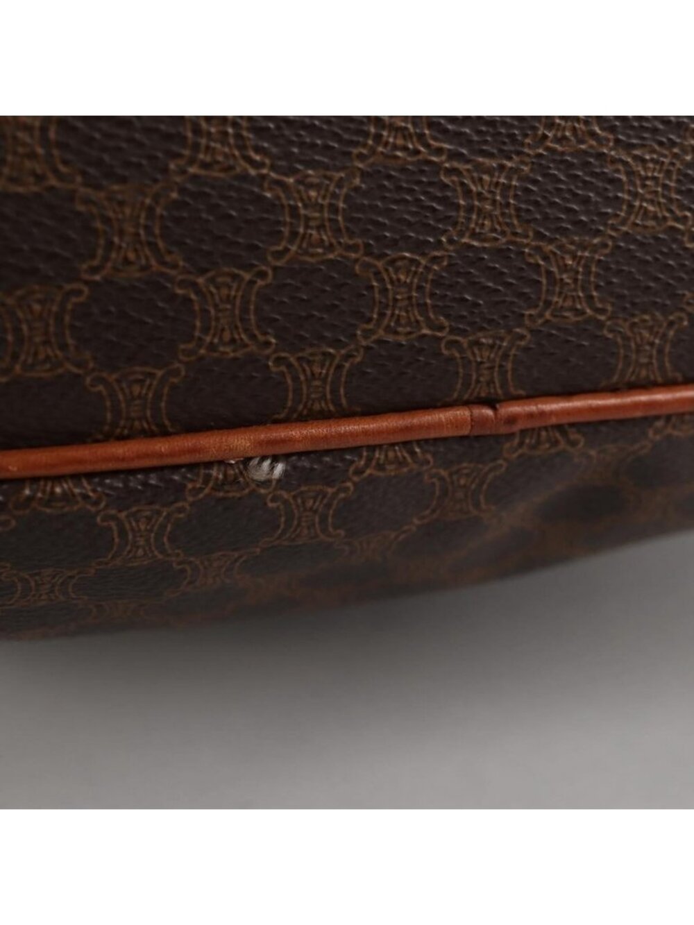 Authentic CELINE Macadam Canvas Shoulder Bag PVC Leather Brown Gold - Picture 3 of 16